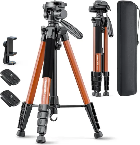 Vista 10 de CAMBOFOTO Trípode para cámara de 30", Trípode profesional de aluminio resistente para cámara sin espejo/DSLR/Teléfono celular/Videocámara