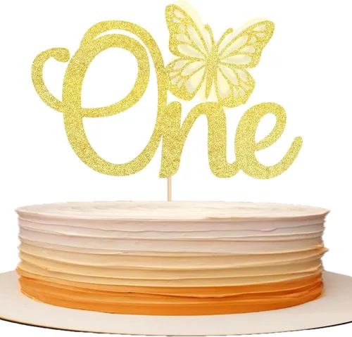 Vista 11 de Rsstarxi 1 paquete de decoración de pastel de mariposa Oh Baby con purpurina para baby shower, decoración de pastel de mariposa para revelación