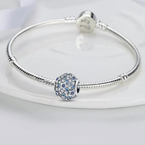 Vista 4 de Abalorio de plata de ley 925 para pulseras y collares Pandora para mujer, circonitas cúbicas 5A, cuentas de joyería