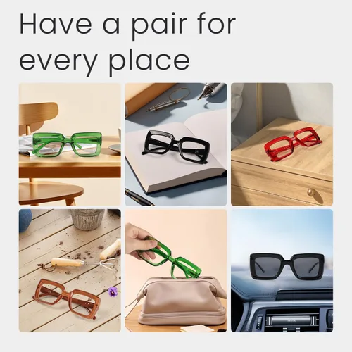 Vista 6 de Eyekepper Gafas cuadradas para mujer, paquete de 5 lentes elegantes para mujer