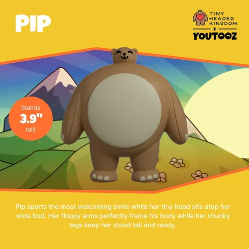 Vista 2 de Youtooz Pip - Figura de vinilo de 3.9 pulgadas, oso coleccionable de Tiny Headed Kingdom por Youtooz Tiny Headed Kingdom Collection