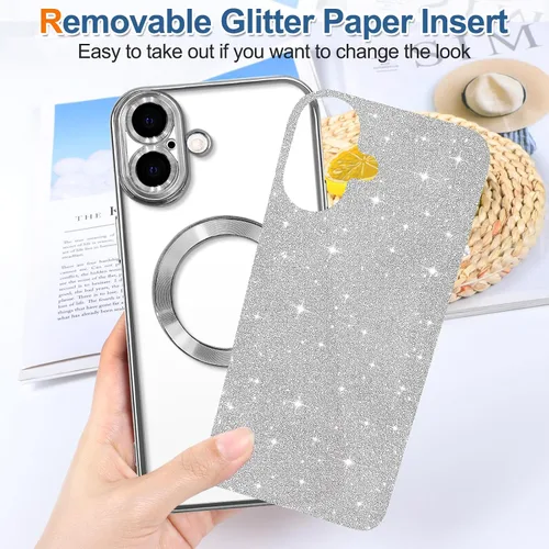 Vista 29 de Hython para iPhone 12 Funda con chispas brillantes, fundas transparentes magnéticas con protector de lente de cámara [Compatible con MagSafe]