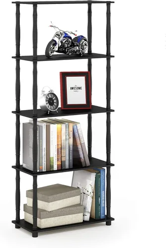 Vista 126 de Furinno Turn-N-Tube - Estantes de almacenamiento, estante para libros de 3 niveles, estante esquinero, estantes abiertos sin herramientas
