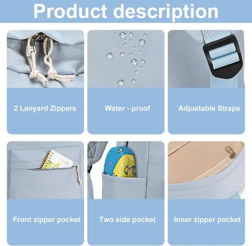 Vista 5 de Bluboon Juego de mochila para adolescentes, mochila escolar para niñas, lonchera y lápices, bolsas para estudiantes, 3 en 1