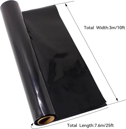 Vista 2 de (R) Rollo de láminas de plástico negro para granja, barrera de vapor de polietileno resistente, 6 mil, 10 pies x 25 pies