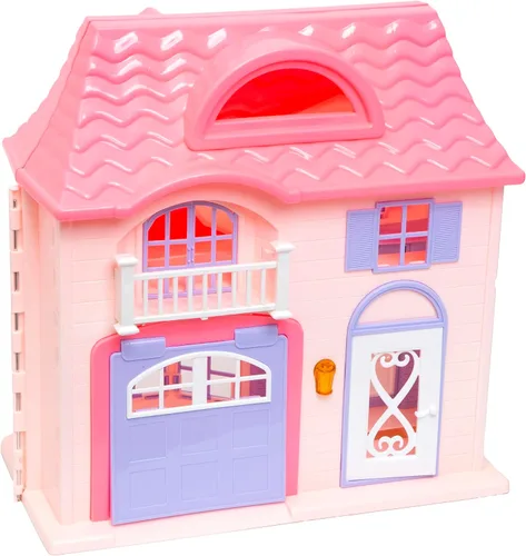 Vista 4 de R & S LIMITED Boley: Casa de muñecas - Rosa y púrpura - Juego de 16 piezas - 3 muñecas familiares y 12 accesorios de muebles, diseño plegable