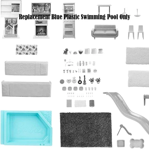 Vista 3 de Pieza de repuesto para Barbie Dreamhouse Playset - GRG93 ~ Reemplazo de piscina de plástico azul