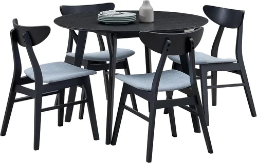 Vista 12 de Dining Chairs Set of 2, Modern Soft Upholstered Kitchen Side Chairs with Wooden Frame, Table & Chair Sets for Dining Room, Living Room, Black