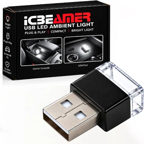 Vista 13 de ICBEAMER Paquete de 1 luz LED USB mini (rojo) Kit de iluminación de acento interior/nano para coche, enchufe directo, iluminación ambiental