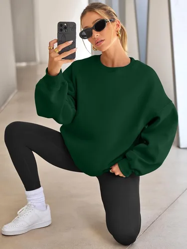 Vista 4 de EFAN Sudaderas de gran tamaño para mujer, sudaderas con capucha de forro polar con cuello redondo, suéteres casuales y cómodos de moda de otoño 2024