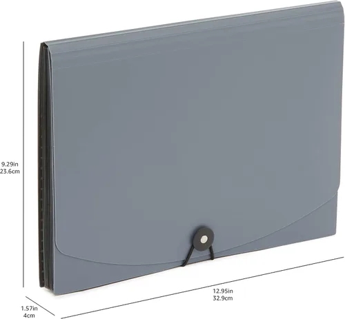 Vista 6 de Amazon Basics - Carpeta expandible organizadora de archivos, tamaño carta, negro y gris, 2