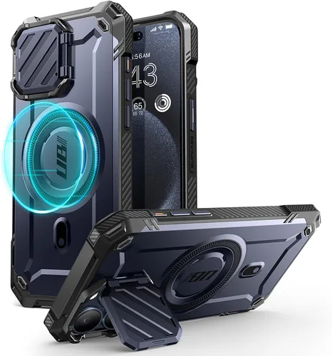Vista 12 de SUPCASE para iPhone 15 Pro Max Funda con cubierta para cámara y soporte (UBMag XT) [Compatible con MagSafe] [Soporte incorporado]