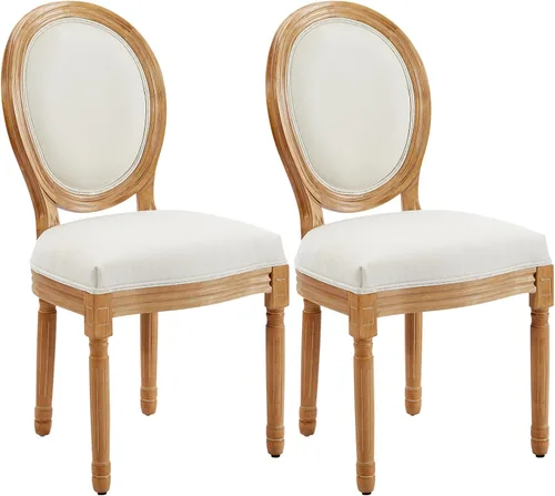 Vista 32 de Juego de 2 sillas de comedor de ratán, sillas de comedor de estilo francés rústico de mediados de siglo, sillas de comedor de acento estilo granja