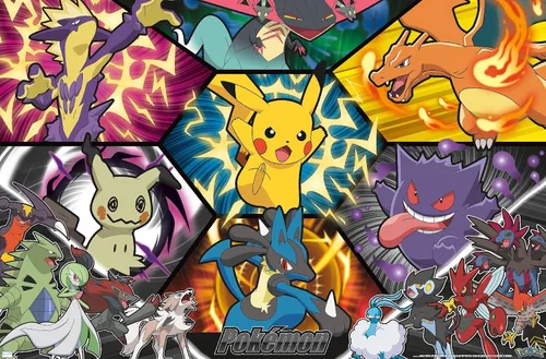 Vista 12 de Trends International Pokémon: Battle Art - Póster de pared de grupo, 22.4 pulgadas de largo x 14.7 pulgadas, versión enmarcada en madera de granero