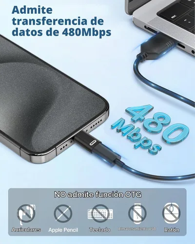 Vista 4 de MoKo - Adaptador Lightning a USB-C para iPhone Duo 18, 17, 16, 15, paquete de 2 PD negro