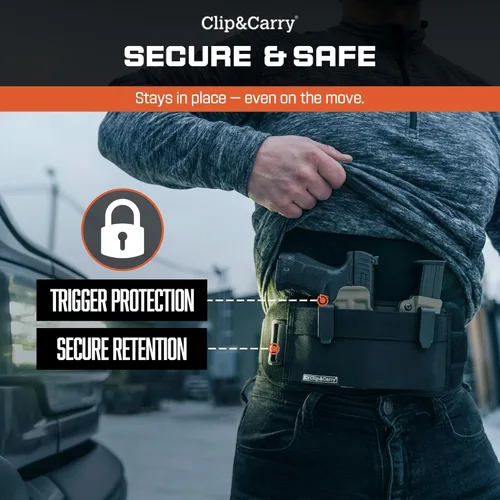 Vista 6 de Clip & Carry STRAPT-TAC - Funda para banda para el vientre, uso con cualquier funda de pistola Kydex IWB para transporte oculto