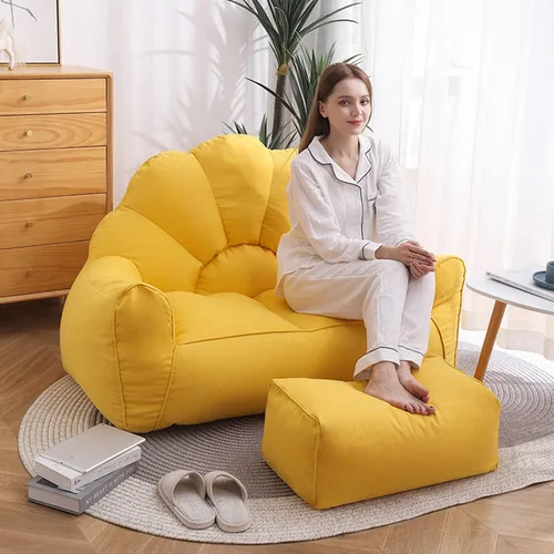 Vista 4 de HWOEK Lazy Sofas - Puf con funda de asiento para reposapiés (sin relleno), puf suave para almacenamiento de animales de peluche o tumbona de espuma