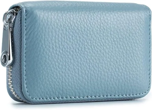 Vista 18 de EASTNIGHTS Porta Tarjetas de Crédito RFID de Cuero Genuino Cartera de Tarjetas de Crédito con Cremallera Verde oscuro