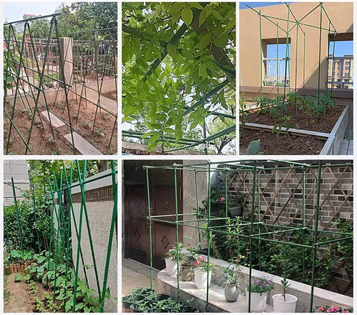 Vista 6 de Paquete de 20 estacas de jardín montadas, multifuncionales, enrejado de jardín, resistentes, estacas de tomate para jardín de plantas de pepino