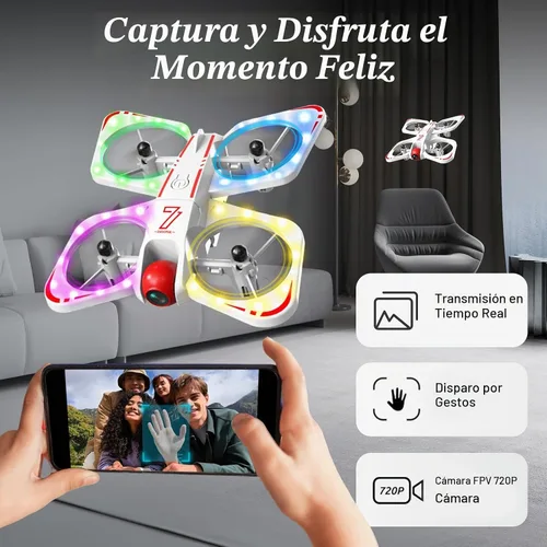 Vista 4 de A ALPHA Drone para niños con cámara 720P, juguete Quadcopter con luces LED