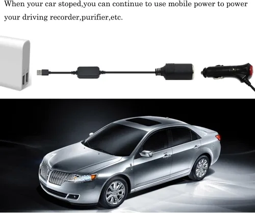 Vista 5 de Adaptador de enchufe USB A macho a encendedor de cigarrillos de 12 V para cámara de salpicadero, GPS, tiras de luz LED para automóvil y otros