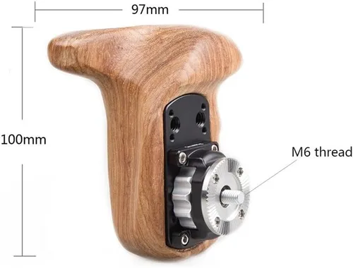 Vista 2 de SMALLRIG 1891 - Agarradera de madera para lateral izquierdo con roseta para equipo de soporte de hombro para cámara (mano izquierda)