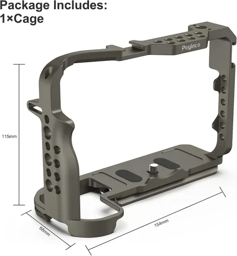 Vista 5 de Jaula R5 / R5 C / R6 para Canon R5 R6 R5 C, estabilizador de plataforma DSLR de aleación de aluminio con zapata fría, agujeros roscados de 1/4