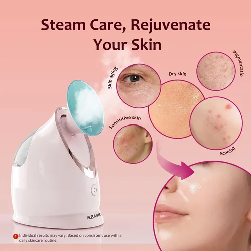 Vista 3 de EZBASICS Vaporizador facial iónico para el hogar, humidificador de niebla cálida atomizador para cara, sauna, spa, senos nasales, hidratación