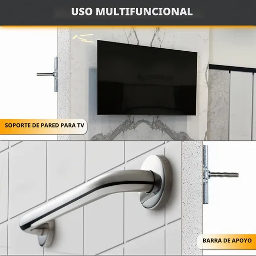 Vista 3 de CondoMounts MSK9002 Kit de montaje de TV de pared con azulejos Granito Mármol Sin pared de perno Barra de agarre Montaje de accesorios