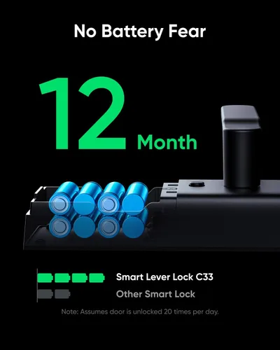 Vista 3 de eufy Security Smart Lock C33, cerradura de puerta con teclado con asa, perilla de puerta de huellas dactilares, cerradura de puerta de entrada sin