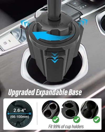 Vista 4 de Soporte para tablet para automóvil, brazo de metal, soporte de tableta resistente para portavasos de automóvil, soporte de automóvil ajustable