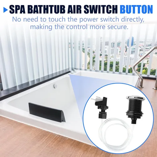 Vista 4 de Fuoequl Interruptor de Botón de Encendido y Apagado de 16A Chorro de Hidromasaje para Bañera de Spa con Hidromasaje (Negro) (Coloración, Negro)