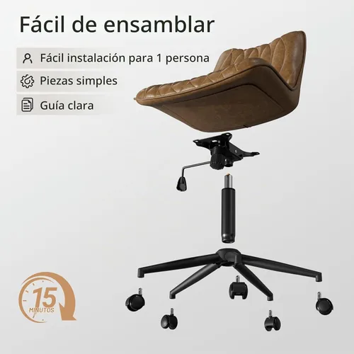 Vista 3 de Silla de oficina sin brazos, Silla de escritorio giratoria de Marrón