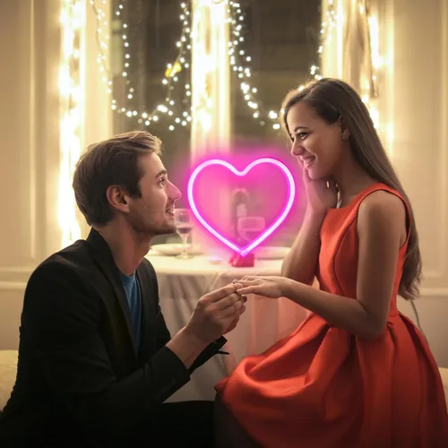 Vista 6 de Letrero de neón con forma de corazón rosa, funciona con pilas o USB, luces LED para decoración del día de San Valentín, regalos de San Valentín