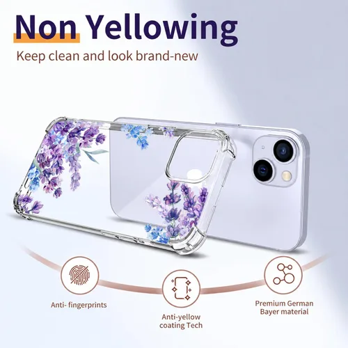 Vista 6 de Funda para iPhone 13 y iPhone 14 (6.1 pulgadas), funda protectora delgada de poliuretano termoplástico suave a prueba de golpes, bonito