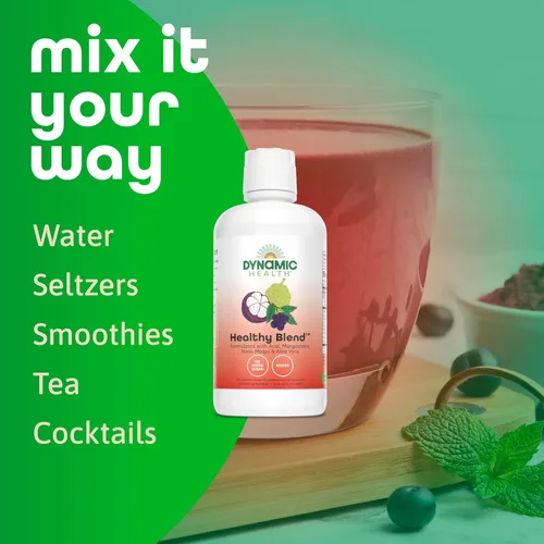 Vista 5 de Dynamic Health Mezcla saludable con acai, mangostán, noni, maqui y aloe vera, sin aditivos, apoyo del sistema inmunológico, antioxidante, vegano
