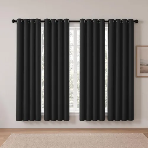 Vista 122 de Cortinas de oscurecimiento de habitación de 45 pulgadas de largo para dormitorio y sala de estar, cortinas térmicas aislantes con ojales