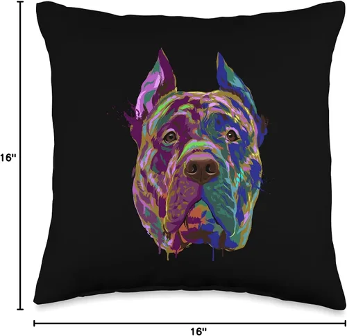 Vista 4 de Perro De Presa Canario Designs Colorido Perro De Presa Canario Throw Pillow 16.0 x 16.0 in, Multicolor