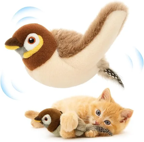 Vista 12 de Juguete interactivo de pingüino para gatos, juguete recargable con alas aleteadas con hierba gatera, alas de batir automáticas, divertido juguete