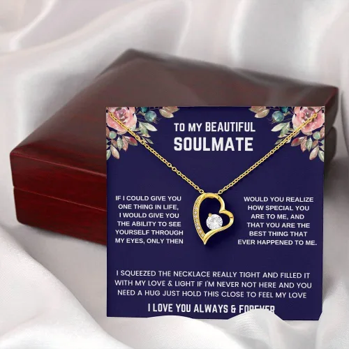 Vista 9 de Hermoso collar de alma gemela con texto en inglés "To My Girlfriend Wife Necklace My Future Wife Gift Soulmate Jewelry Forever Love", collar