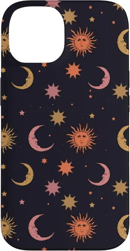 Vista 4 de Funda para iPhone 16 Whimsigoth Aesthetic Hippie Celestial Vintage Half Moon Sun