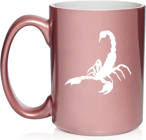 Vista 4 de Daylor Taza de café de cerámica Scorpion, regalo para ella, él, amigo, compañero de trabajo, esposa, esposo (11 onzas, azul)