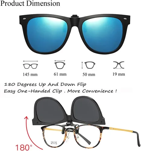Vista 3 de Gafas de sol polarizadas unisex antirreflejos con clip para conducir con tapa para gafas graduadas