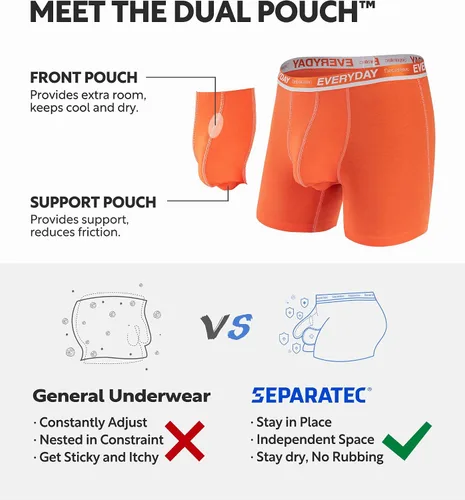 Vista 2 de Separatec Men's Underwear Cotton Boxer Briefs Breathable and Soft with Dual Pouch Design 7 Pack