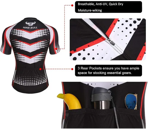 Vista 4 de Conjunto de camiseta de ciclismo para hombre, camiseta reflectante de secado rápido y pantalones cortos de ciclismo acolchados 3D, M