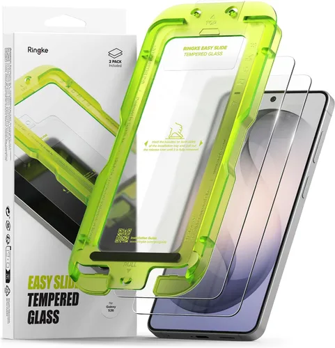 Vista 10 de Ringke Vidrio templado Easy Slide [súper fácil de instalar] compatible con Samsung Galaxy S24 FE, protector de pantalla, compatible con fundas