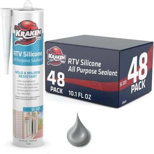 Vista 35 de Kraken Bond Sellador de silicona negro resistente al agua Cartucho de 100 a 10 onzas líquidas, RTV silicona para calafatear cocina y baño, todo uso