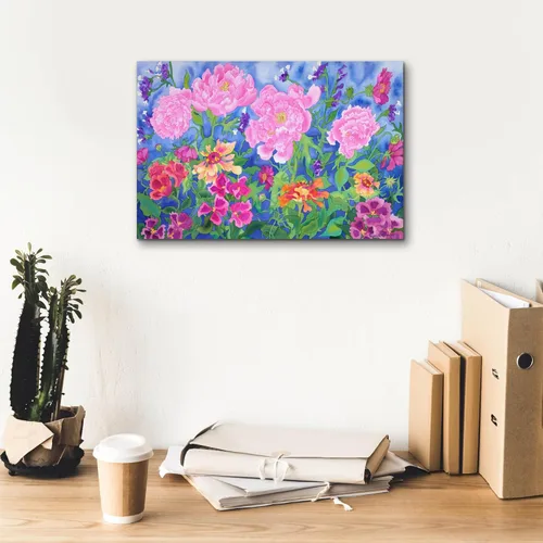 Vista 7 de Epic Graffiti Carissa Luminess, arte de pared en lienzo con texto en inglés "Peony Magic", 18 x 12 pulgadas