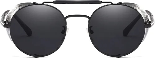 Vista 2 de Dollger Gafas de sol redondas vintage estilo Steampunk con protección UV400 para hombres y mujeres
