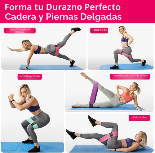 Vista 5 de WALITO Bandas de Resistencia para Entrenamiento, Bandas de Ejercicio de Tela para Piernas y Glúteos, Bandas de Entrenamiento para Mujeres y Hombres